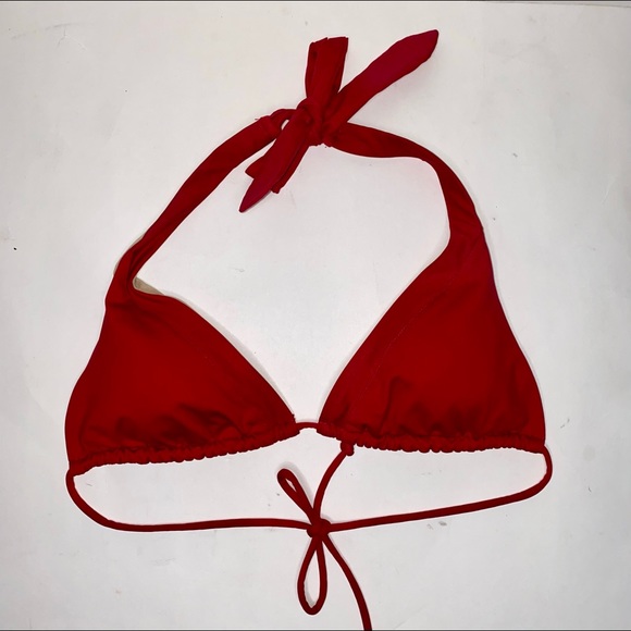 Victoria’s Secret Triangle String Double Tie Red Bikini Top ONLY Medium Swimwear - Picture 8 of 8